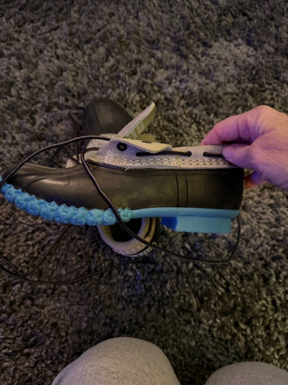 L.L. Bean gray Suede and BlueRubber Duck Boots with Blue Trim - Picture 7 of 8